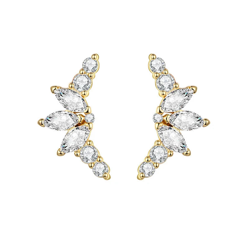 Gold silver color Stud Hoop Earrings for Women Cubic Zirconia Drop Earring Chain Circle earrings 20022 Jewelry