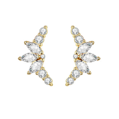 Gold silver color Stud Hoop Earrings for Women Cubic Zirconia Drop Earring Chain Circle earrings 20022 Jewelry