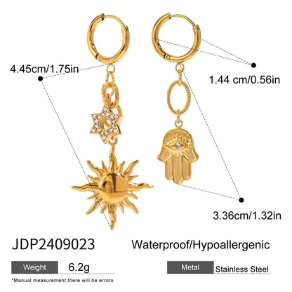 Sunflower Shoe Charm Earrings-Gold Plated, Rhinestone Hoops