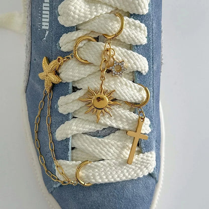 Sunflower Shoe Charm Earrings-Gold Plated, Rhinestone Hoops