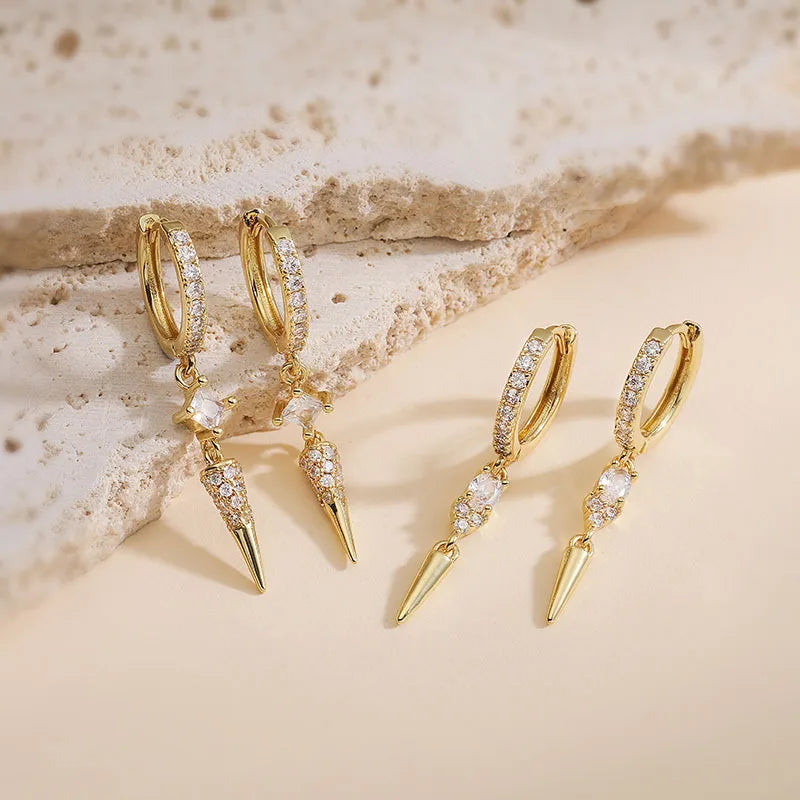 Zara Gold Water Drop Cone Stud Earrings