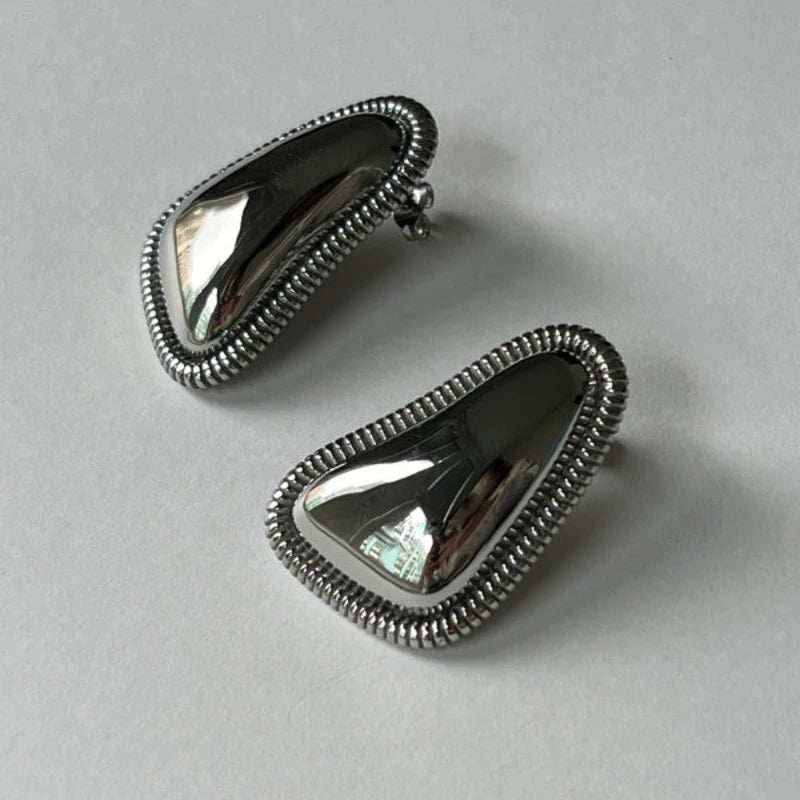 Irregular Trendy Gold Plated Triangle Stud Earrings