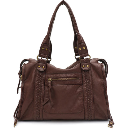 Washed PU Shoulder Tote Bag