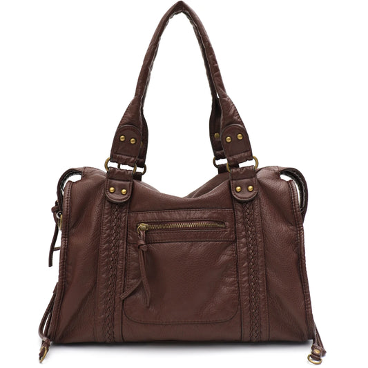 Washed PU Shoulder Tote Bag