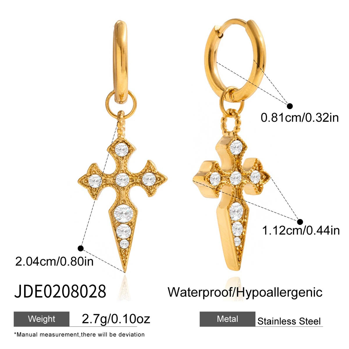 Crystal Cross Pendant Necklace For Women Stainless Steel Pendant Necklace