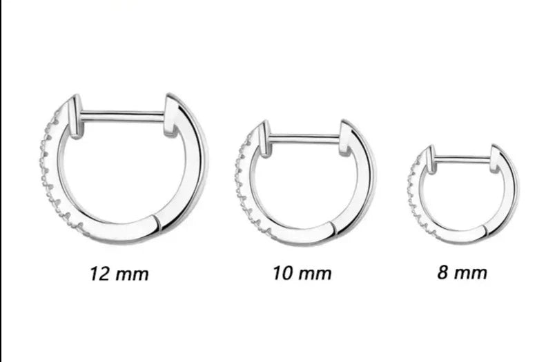 Size Chart of Silver Huggies Earrings