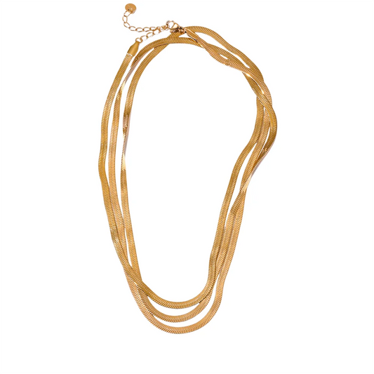 Gold Long Flat Snake Stacking Necklace