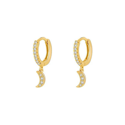 Gold silver color Stud Hoop Earrings for Women Cubic Zirconia Drop Earring Chain Circle earrings 20022 Jewelry
