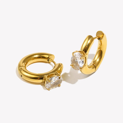 Chunky Gold Plated Round Zircon Earrings
