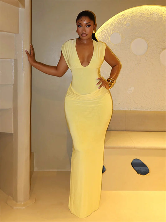 Eve Silver Tatting Deep V-Neck Bodycon Dress