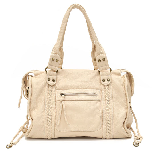 Washed PU Shoulder Tote Bag