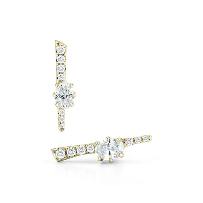 Gold silver color Stud Hoop Earrings for Women Cubic Zirconia Drop Earring Chain Circle earrings 20022 Jewelry