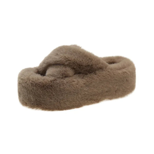 Fluffy Cotton Geometric Winter Slippers