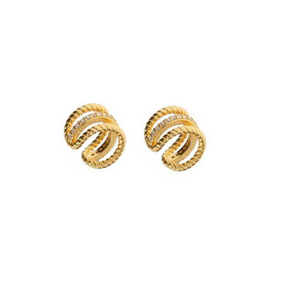 Gold silver color Stud Hoop Earrings for Women Cubic Zirconia Drop Earring Chain Circle earrings 20022 Jewelry