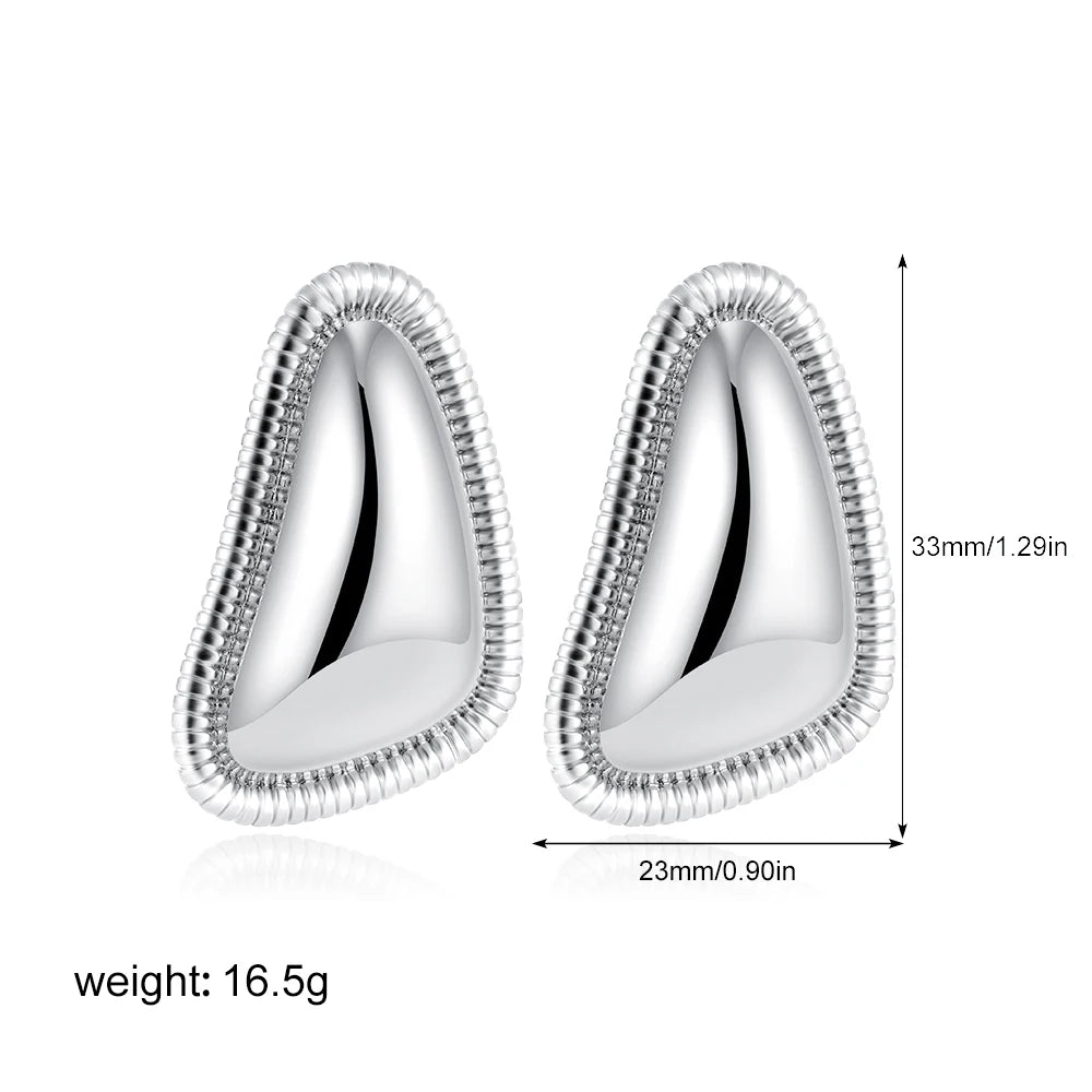 Irregular Trendy Gold Plated Triangle Stud Earrings