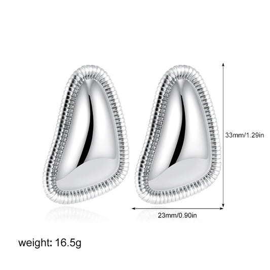 Irregular Trendy Gold Plated Triangle Stud Earrings