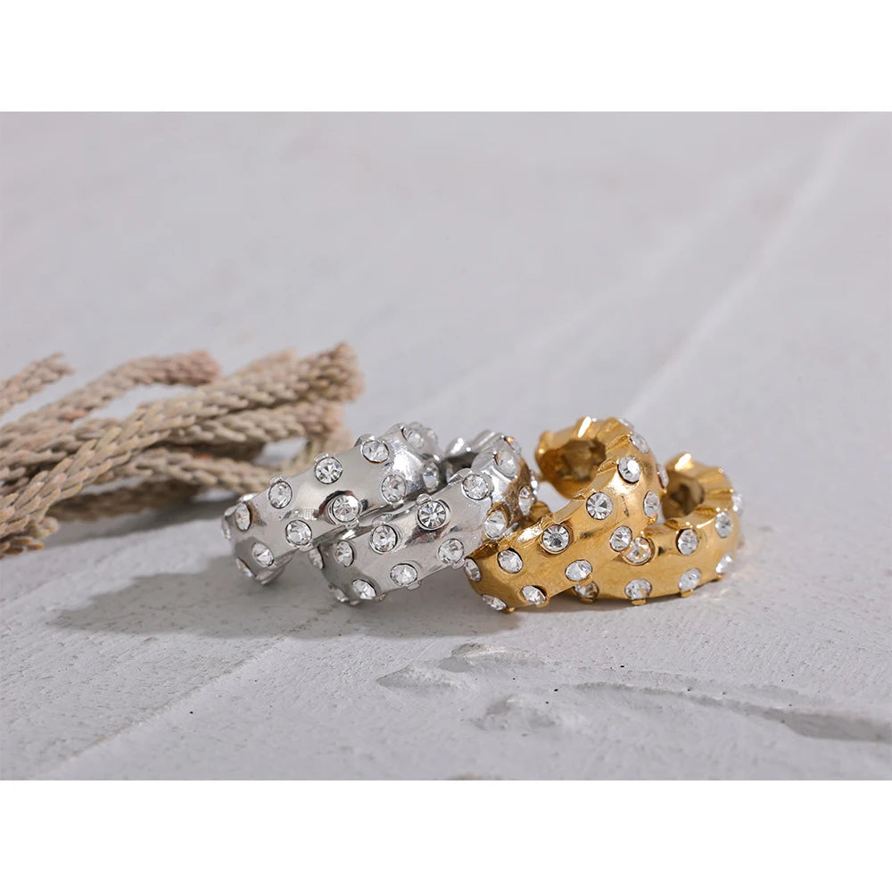 Gold CZ Huggie Earrings