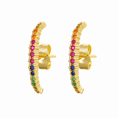 Gold silver color Stud Hoop Earrings for Women Cubic Zirconia Drop Earring Chain Circle earrings 20022 Jewelry