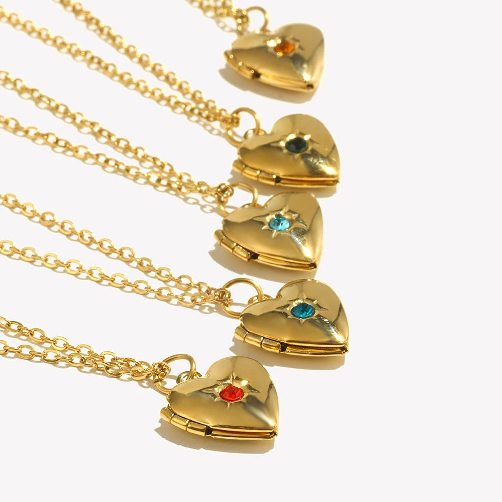 Heart Box Locket Necklace