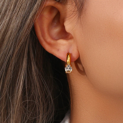 Chunky Gold Plated Round Zircon Earrings