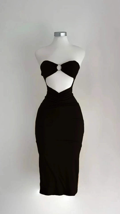 Sexy Strapless Cutout Maxi Dress