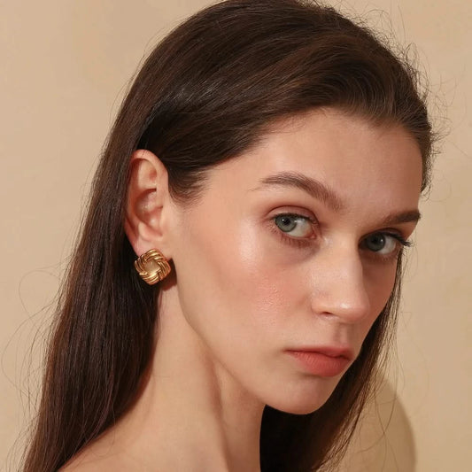 Vintage Cat Eye Earrings - Gold Plated Fashionista Chic - additional view 5