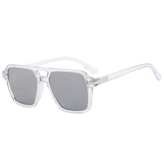 Gray Double Bridge Square Sunglasses