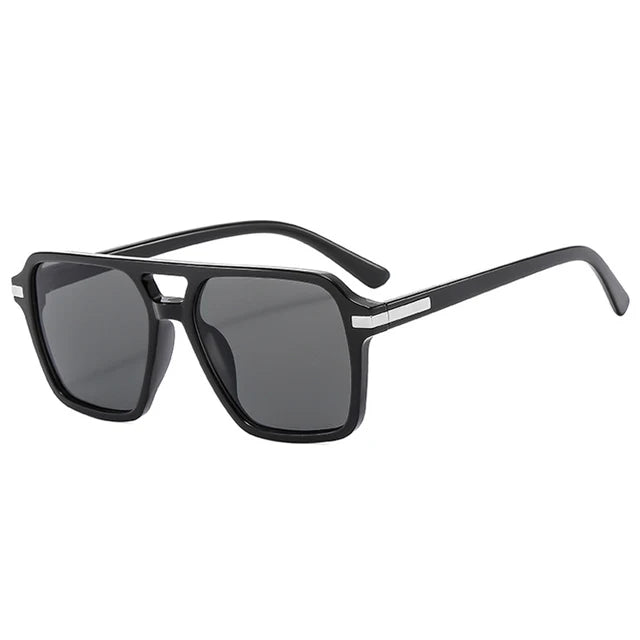 Black Double Bridge Square Sunglasses