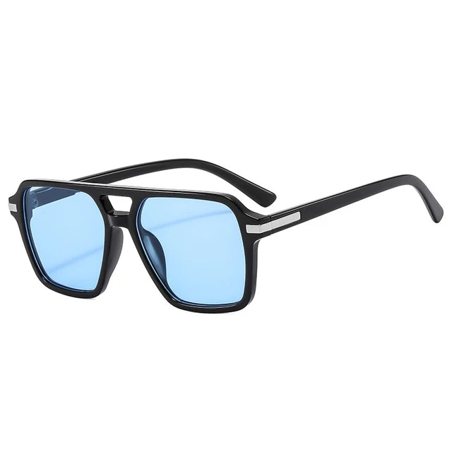 Blue Double Bridge Square Sunglasses