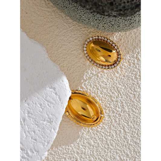 Cubic Zirconia Oval Stud Earrings - additional view 5