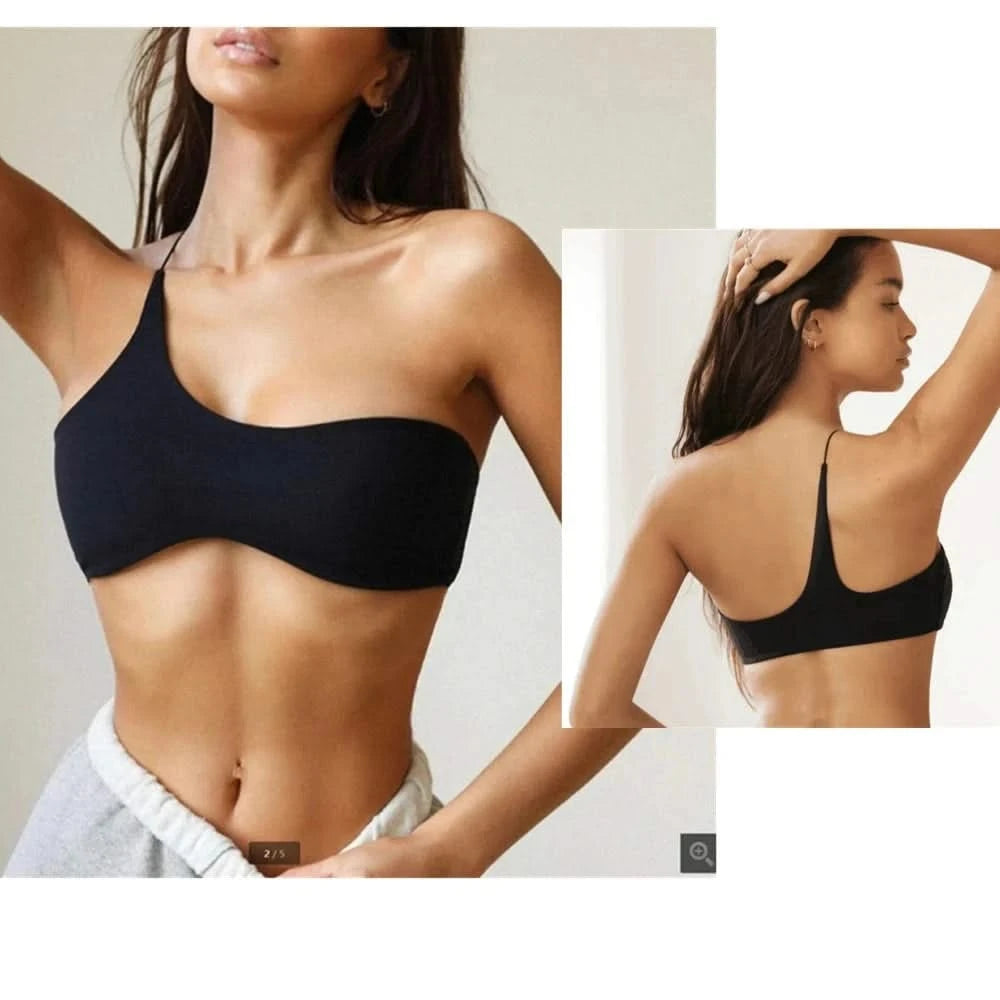 Black Single Strap Bra sample wearing
