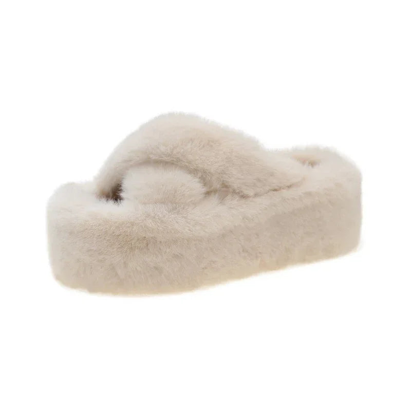 Fluffy Cotton Geometric Winter Slippers
