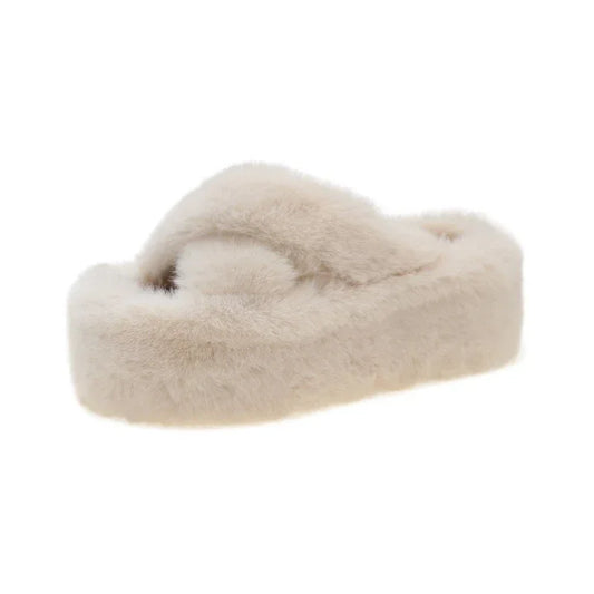 Fluffy Cotton Geometric Winter Slippers