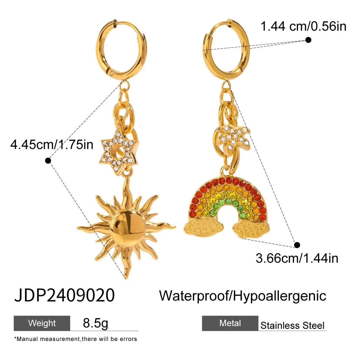 Sunflower Shoe Charm Earrings-Gold Plated, Rhinestone Hoops