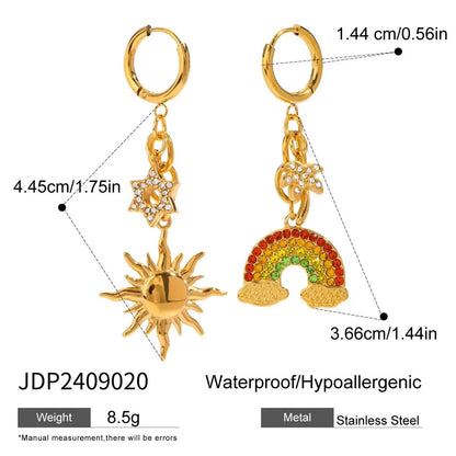 Sunflower Shoe Charm Earrings-Gold Plated, Rhinestone Hoops