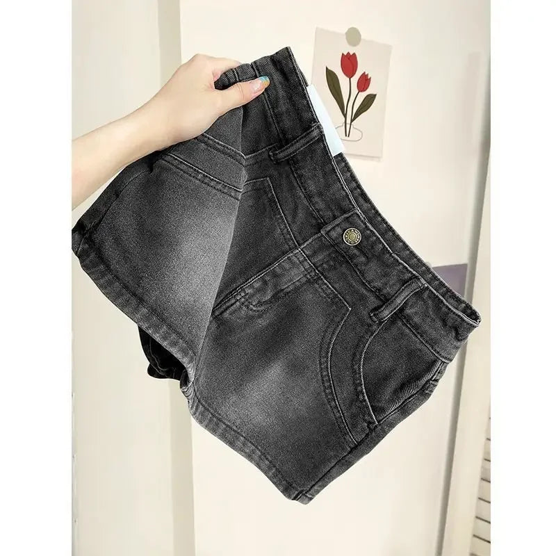 Vintage High-Waisted Denim Shorts Skirt Women's Spring Autumn New Style Slimming Petite A- Line Skirt Trendy Fashion