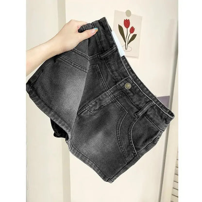 Vintage High-Waisted Denim Shorts Skirt Women's Spring Autumn New Style Slimming Petite A- Line Skirt Trendy Fashion