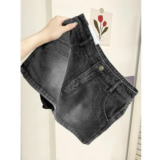Vintage High-Waisted Denim Shorts Skirt Women's Spring Autumn New Style Slimming Petite A- Line Skirt Trendy Fashion