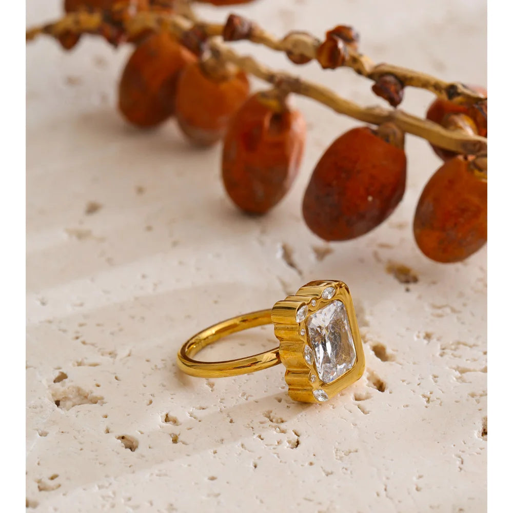 Rectangle Crystal Statement Ring