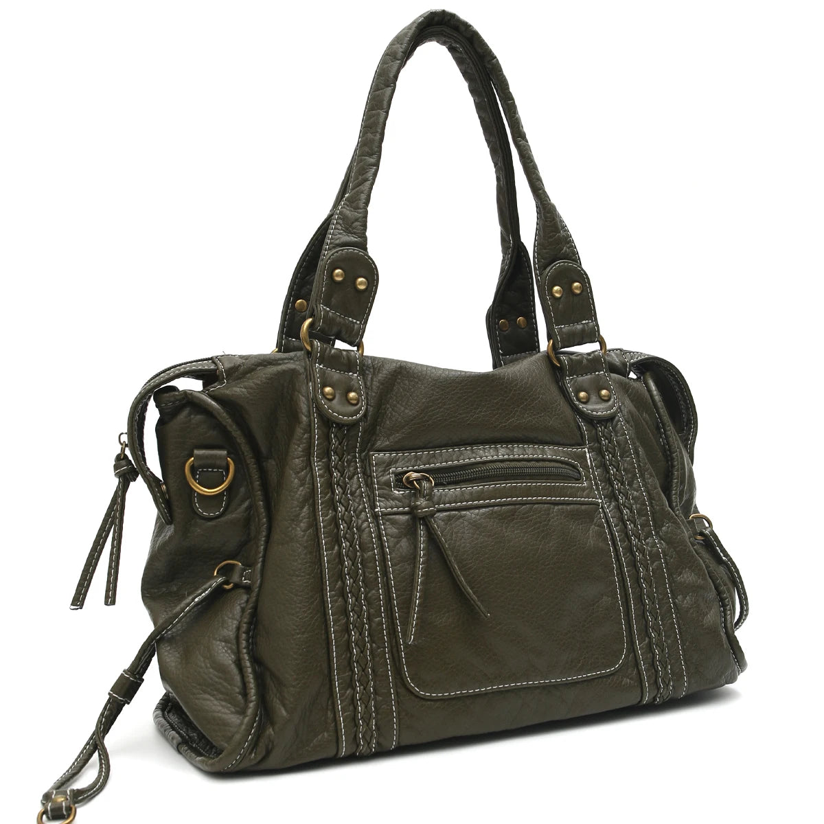 Washed PU Shoulder Tote Bag