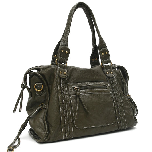 Washed PU Shoulder Tote Bag