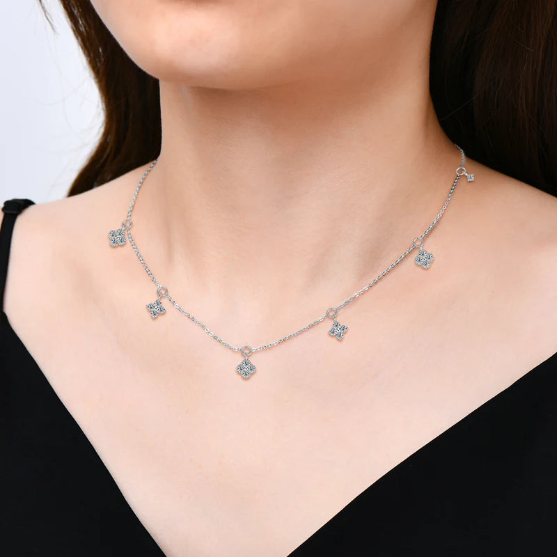 Moissanite Clover Choker Necklace - Elegant Wedding Jewelry
