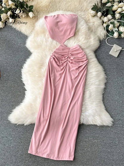 Conjunto playero sin tirantes – Brunch Chic y sexy