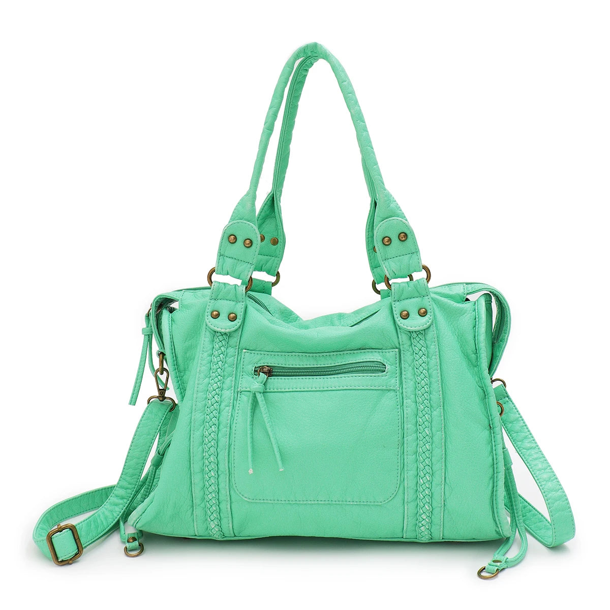 Washed PU Shoulder Tote Bag