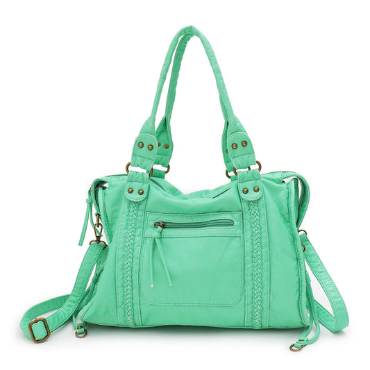 Washed PU Shoulder Tote Bag
