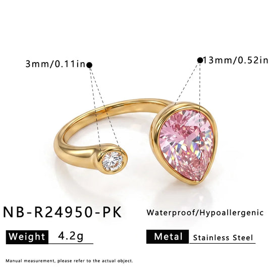 Pear Stone Open Ring