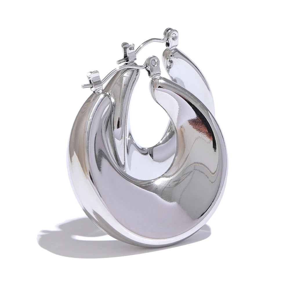 Platinum color of Abstract Hoop Earrings