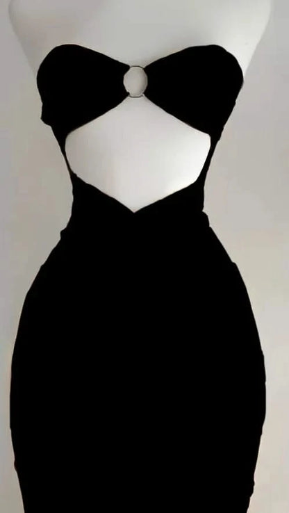 Sexy Strapless Cutout Maxi Dress