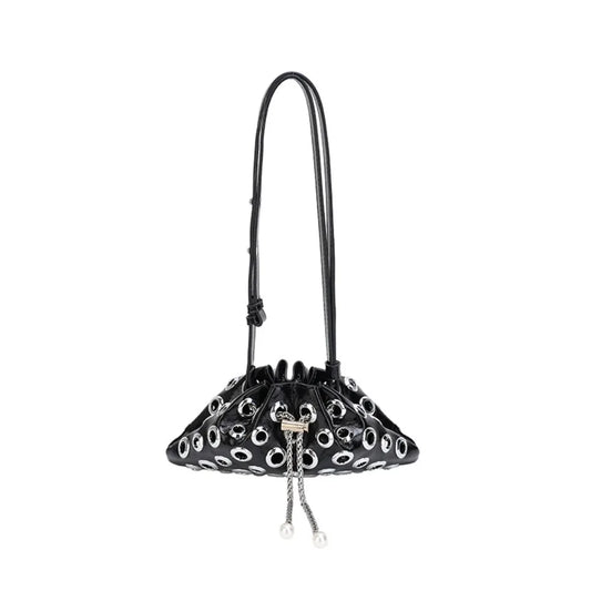 Metal Stud Rivet Bucket Shoulder Bag