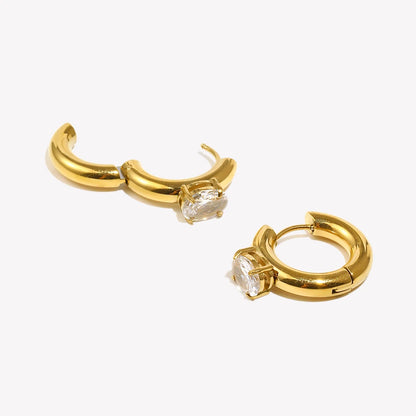 Chunky Gold Plated Round Zircon Earrings